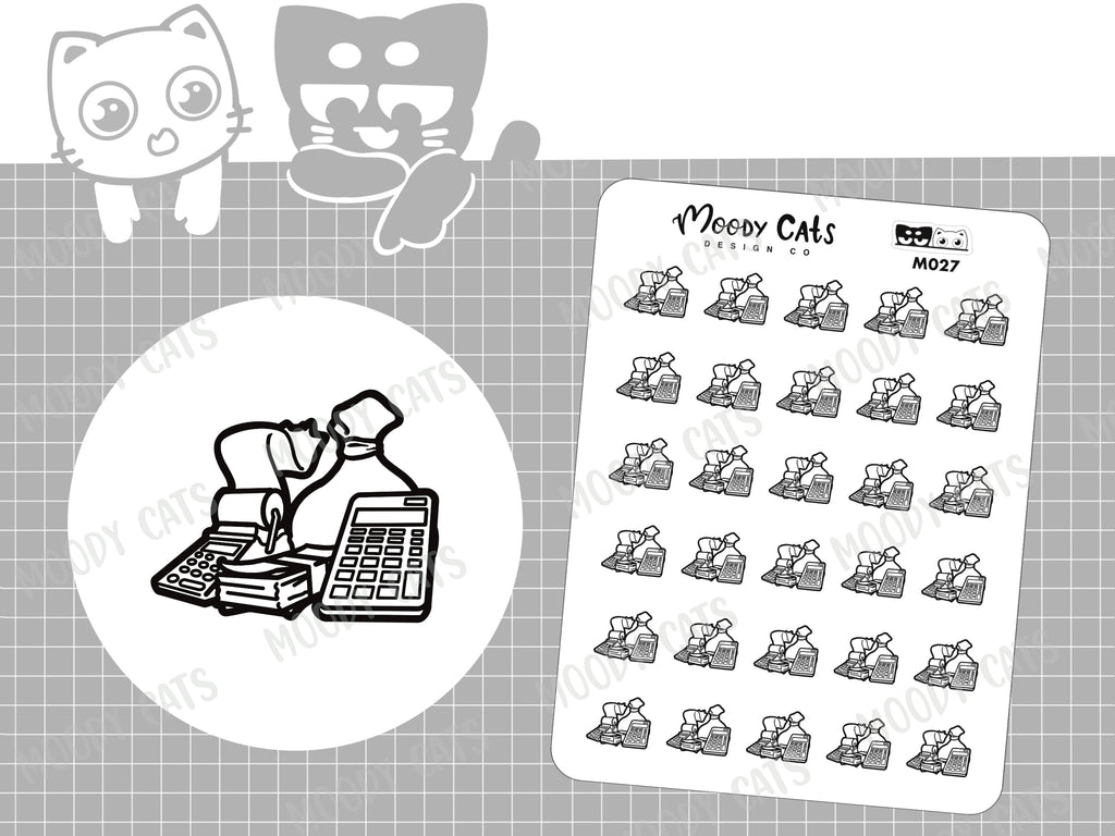 Sticker sheet of 30 accounting icon stickers